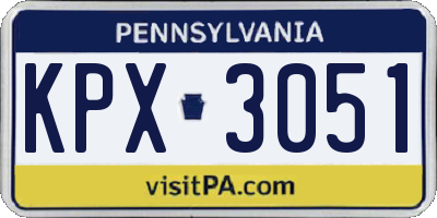 PA license plate KPX3051