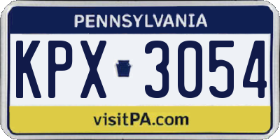 PA license plate KPX3054