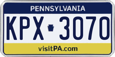 PA license plate KPX3070