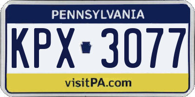 PA license plate KPX3077