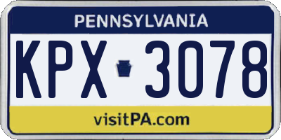 PA license plate KPX3078
