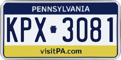 PA license plate KPX3081