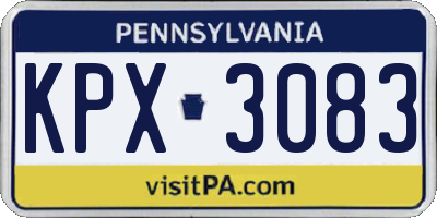 PA license plate KPX3083