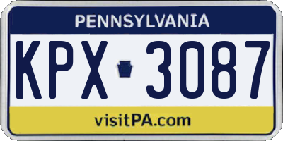 PA license plate KPX3087
