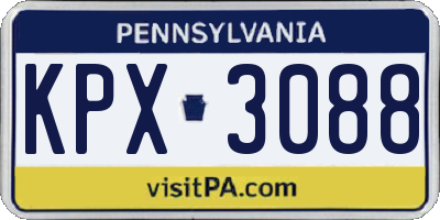 PA license plate KPX3088