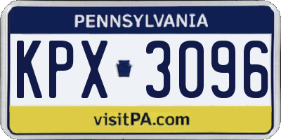 PA license plate KPX3096