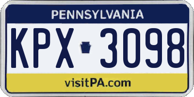 PA license plate KPX3098