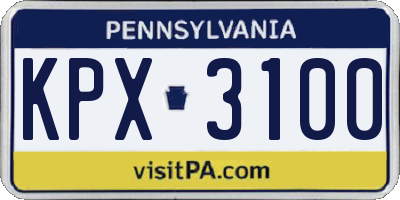 PA license plate KPX3100
