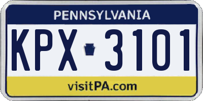 PA license plate KPX3101