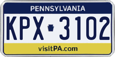 PA license plate KPX3102