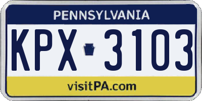PA license plate KPX3103