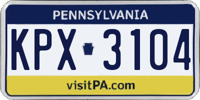 PA license plate KPX3104