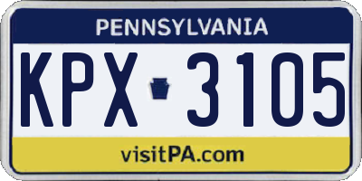 PA license plate KPX3105