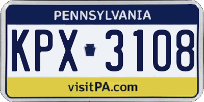 PA license plate KPX3108