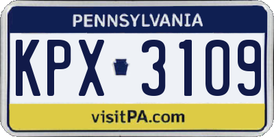 PA license plate KPX3109