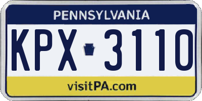 PA license plate KPX3110