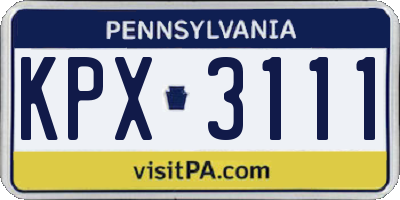 PA license plate KPX3111