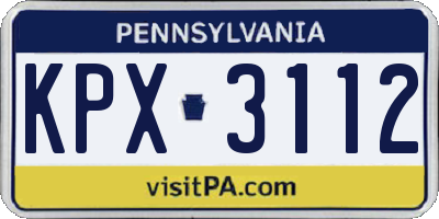 PA license plate KPX3112
