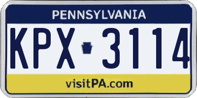 PA license plate KPX3114