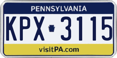 PA license plate KPX3115