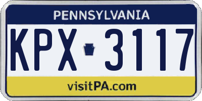 PA license plate KPX3117