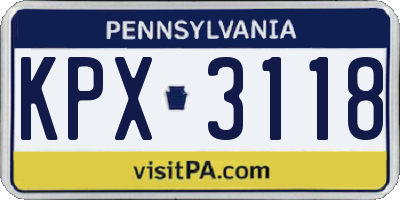 PA license plate KPX3118