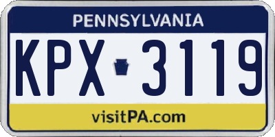 PA license plate KPX3119