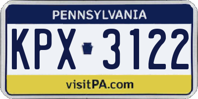 PA license plate KPX3122