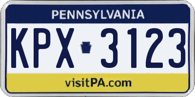 PA license plate KPX3123