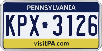 PA license plate KPX3126
