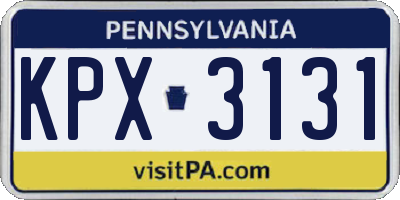 PA license plate KPX3131