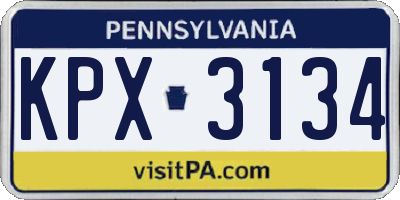 PA license plate KPX3134