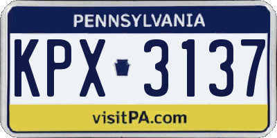 PA license plate KPX3137