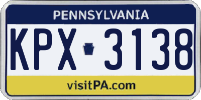 PA license plate KPX3138