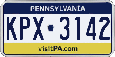 PA license plate KPX3142