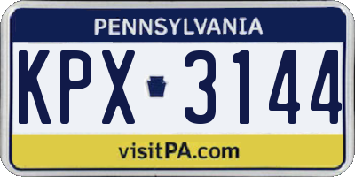 PA license plate KPX3144