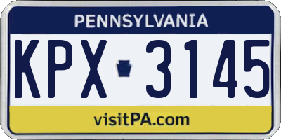 PA license plate KPX3145