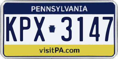 PA license plate KPX3147