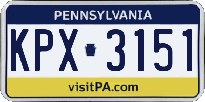 PA license plate KPX3151