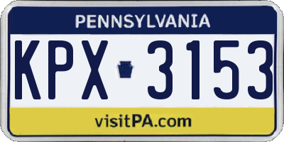 PA license plate KPX3153