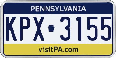 PA license plate KPX3155