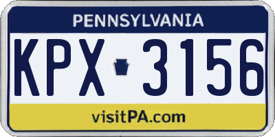 PA license plate KPX3156