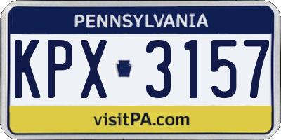 PA license plate KPX3157