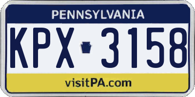 PA license plate KPX3158