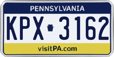 PA license plate KPX3162