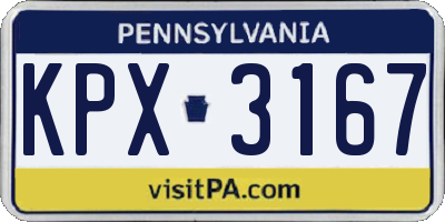 PA license plate KPX3167