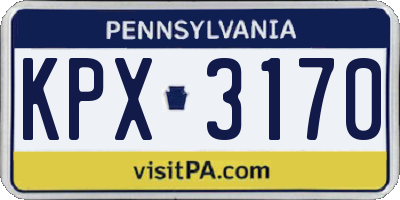 PA license plate KPX3170