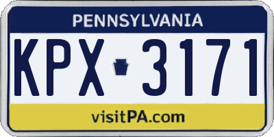 PA license plate KPX3171
