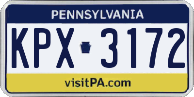 PA license plate KPX3172