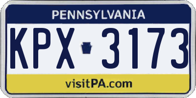 PA license plate KPX3173